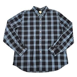 Gap Men’s Navy Blue Plaid Button Down Long Sleeve Cotton Shirt - SIZE XXXL